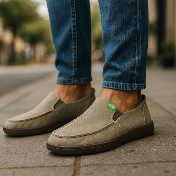 Sanuk Gray Loafers with Collapsible Heel and Quilted Design - Picture 2 of 7